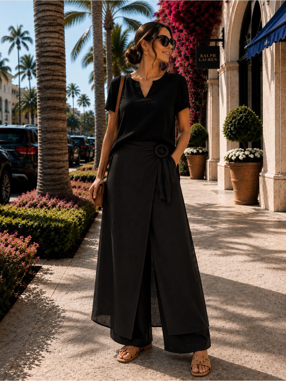 Zara Black Asymmetrical Wrap Skirt with Ring Detail